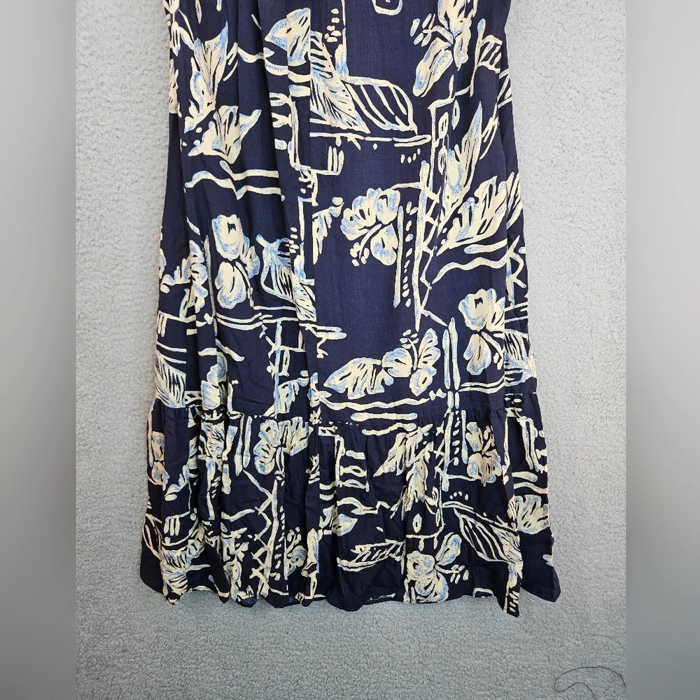 Hilo Hattie Womens Navy White Tropical Hawaiian Pull Over Dress Sz M Vacation - Picture 11 of 11